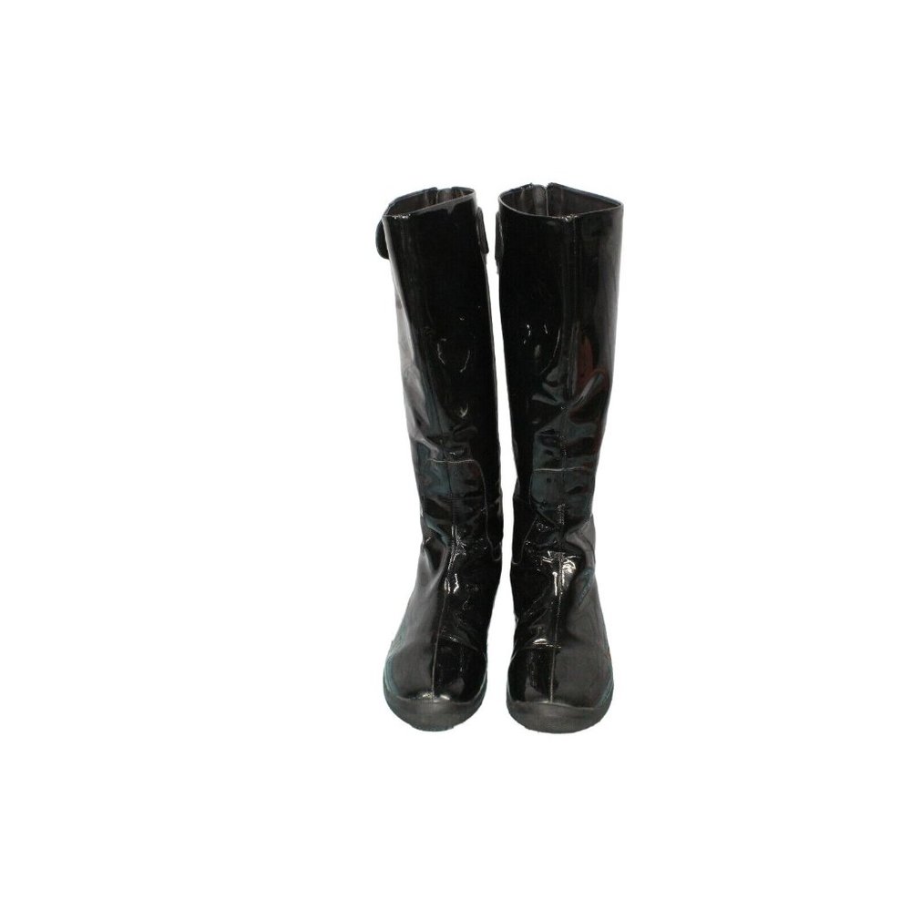Cole Haan Black Shiny Patent Leather Waterproof Tall Rain Casual Boots 7.5 B - Picture 4 of 11